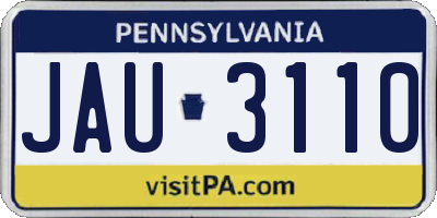 PA license plate JAU3110