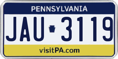 PA license plate JAU3119