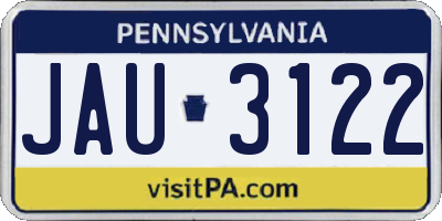 PA license plate JAU3122