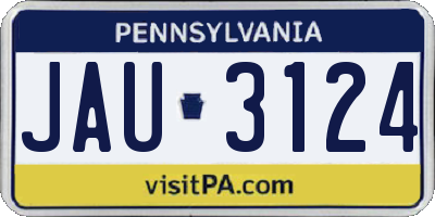 PA license plate JAU3124