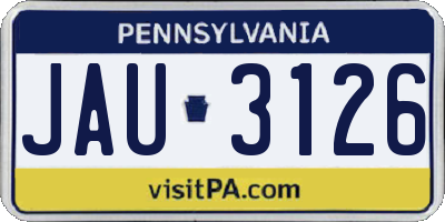PA license plate JAU3126
