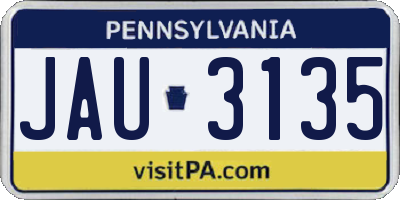 PA license plate JAU3135