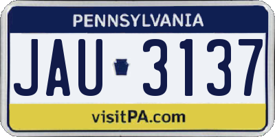 PA license plate JAU3137