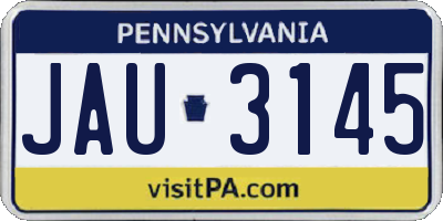 PA license plate JAU3145