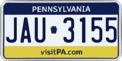 PA license plate JAU3155