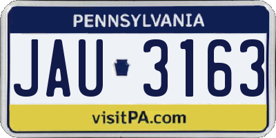PA license plate JAU3163