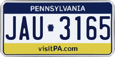 PA license plate JAU3165