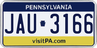 PA license plate JAU3166