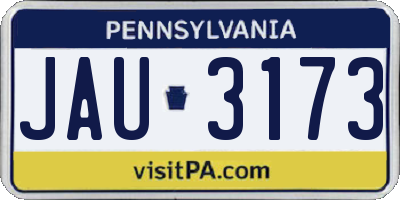 PA license plate JAU3173