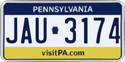 PA license plate JAU3174