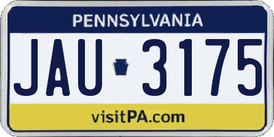 PA license plate JAU3175