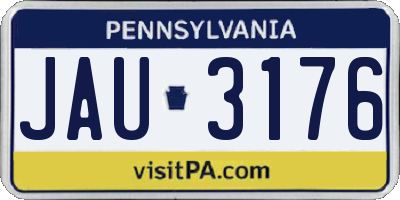 PA license plate JAU3176