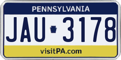 PA license plate JAU3178