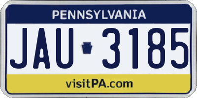 PA license plate JAU3185