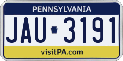 PA license plate JAU3191