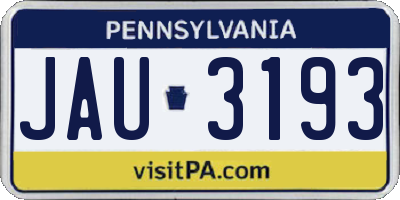 PA license plate JAU3193