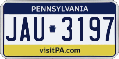 PA license plate JAU3197