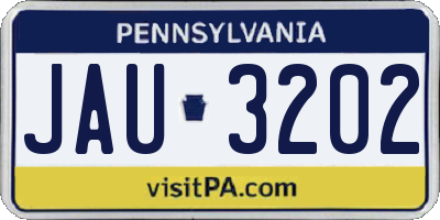 PA license plate JAU3202