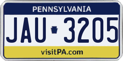PA license plate JAU3205