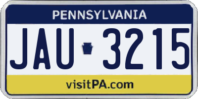 PA license plate JAU3215