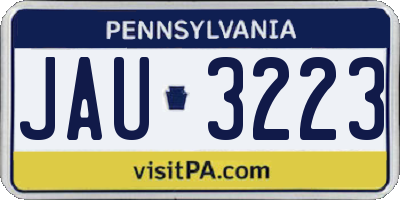 PA license plate JAU3223