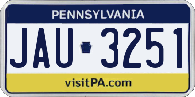 PA license plate JAU3251