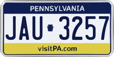 PA license plate JAU3257