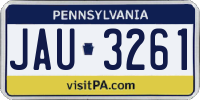 PA license plate JAU3261