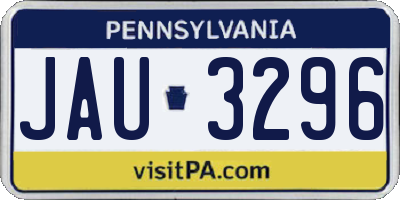 PA license plate JAU3296