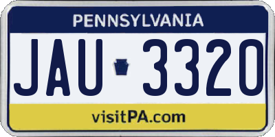 PA license plate JAU3320