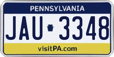 PA license plate JAU3348