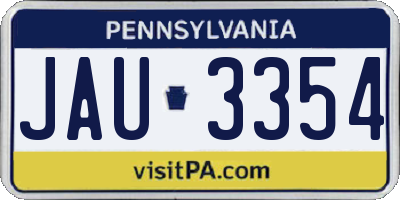PA license plate JAU3354
