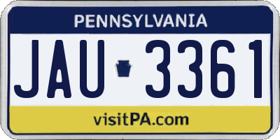 PA license plate JAU3361