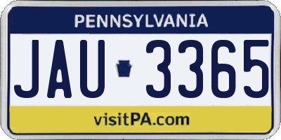 PA license plate JAU3365