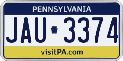 PA license plate JAU3374