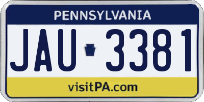 PA license plate JAU3381