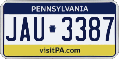 PA license plate JAU3387