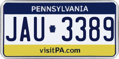 PA license plate JAU3389