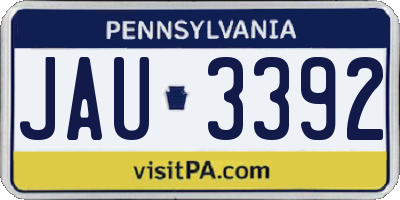 PA license plate JAU3392