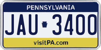 PA license plate JAU3400