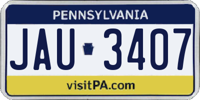 PA license plate JAU3407