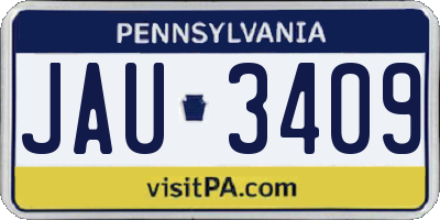 PA license plate JAU3409