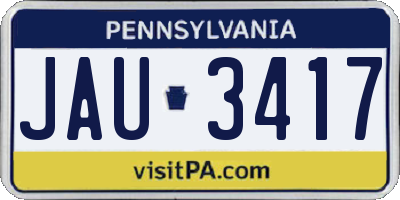 PA license plate JAU3417