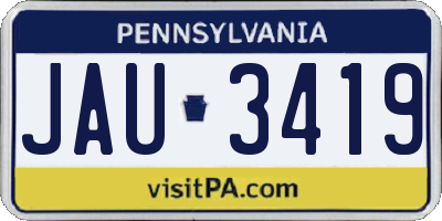 PA license plate JAU3419