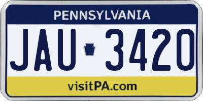 PA license plate JAU3420