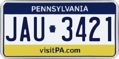 PA license plate JAU3421