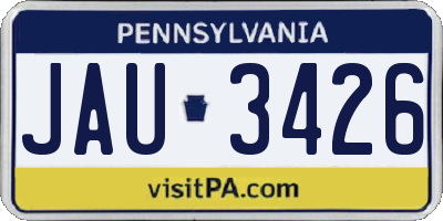 PA license plate JAU3426