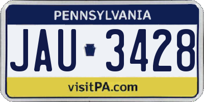 PA license plate JAU3428