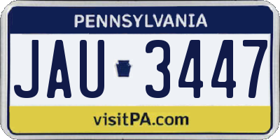 PA license plate JAU3447