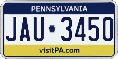 PA license plate JAU3450